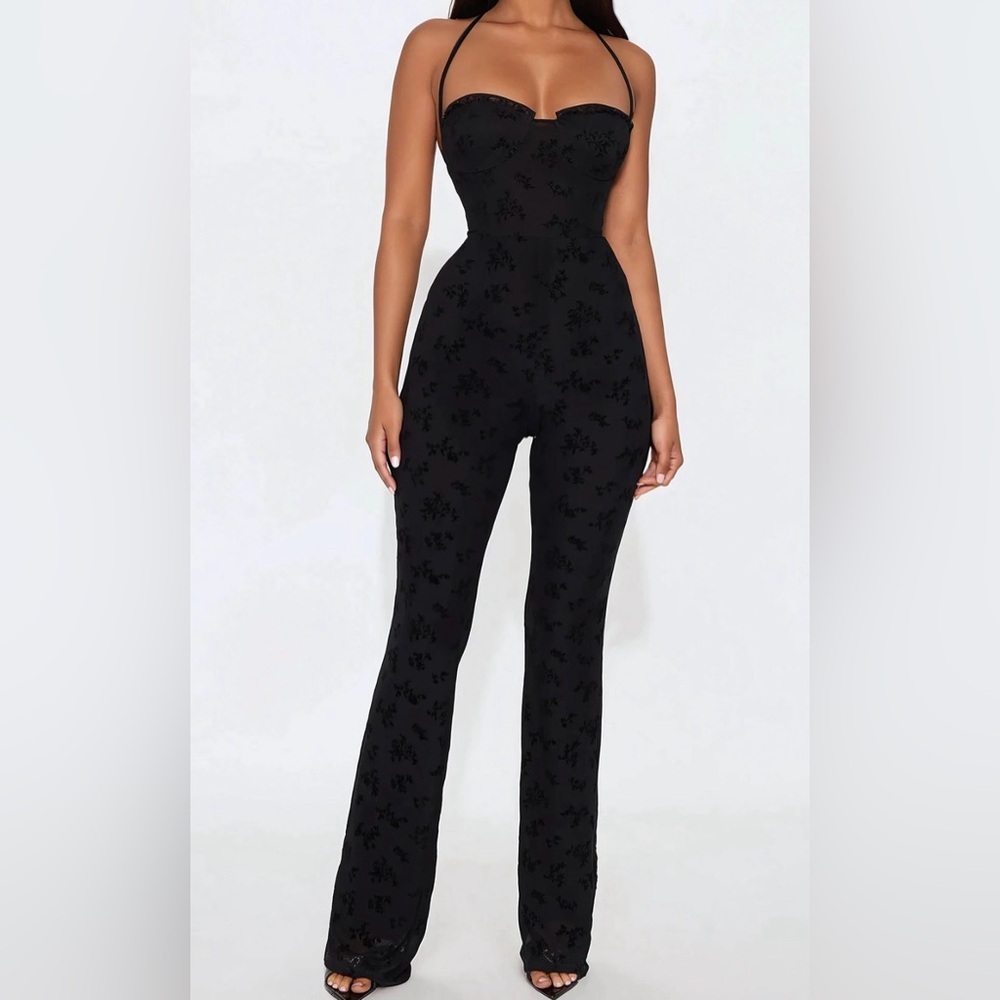 Fashion Nova Black Floral Jumpsuit